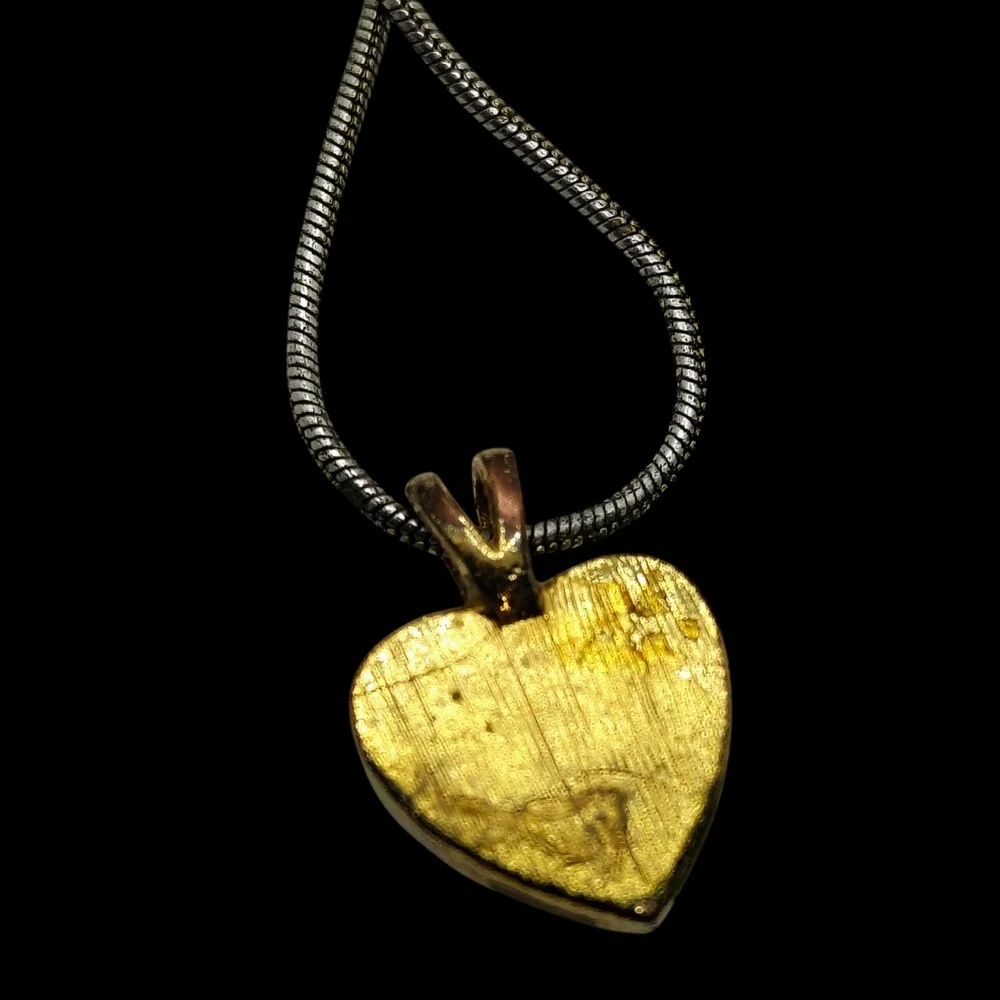 90s Vintage Heart Shape Pendent Necklace With Rhinestones For Wemen - Picture 4 of 4